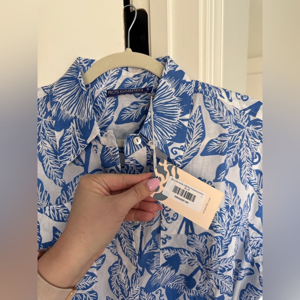 NWT Ro’s Garden Tuckernuck Floral Blue White Dress Maxi Tie Passion Aria Bea - Picture 4 of 7